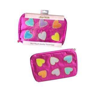 Hives And Honey Bryn Pink Jewelry Pouch with Heart Accents